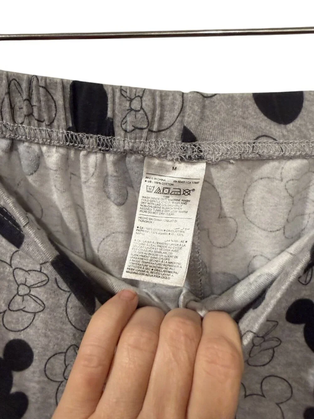 Disney Mickey Mouse Grey Pajama Set For women With Black Pattern Print - Size M - Picture 5 of 5